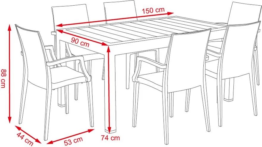 Set záhradného nábytku 7-dielny Avenberg SAONA - Hnedá
