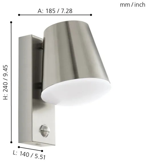 Eglo 97453 - Vonkajšie nástenné svietidlo so senzorom CALDIERO 1xE27/10W/230V