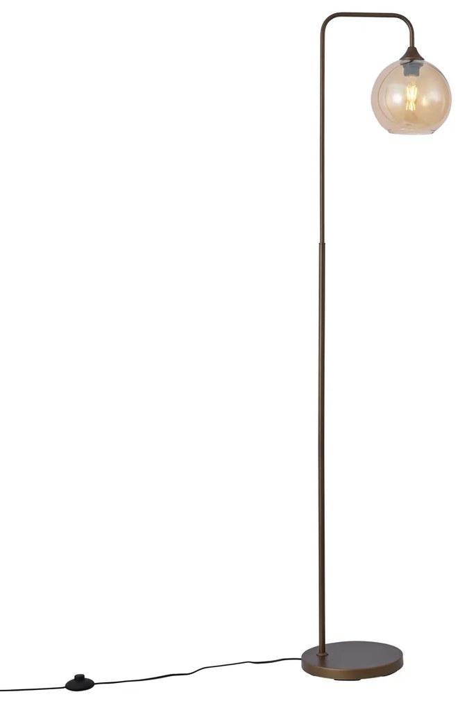 Stojacia lampa Art Deco tmavý bronz s jantárovým sklom - Sandra