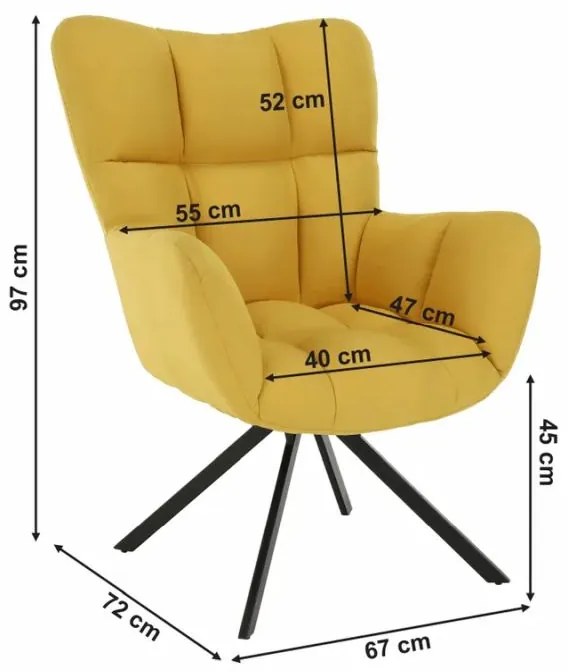 Kondela Dizajnové otočné kreslo, KOMODO, žltá-čierna