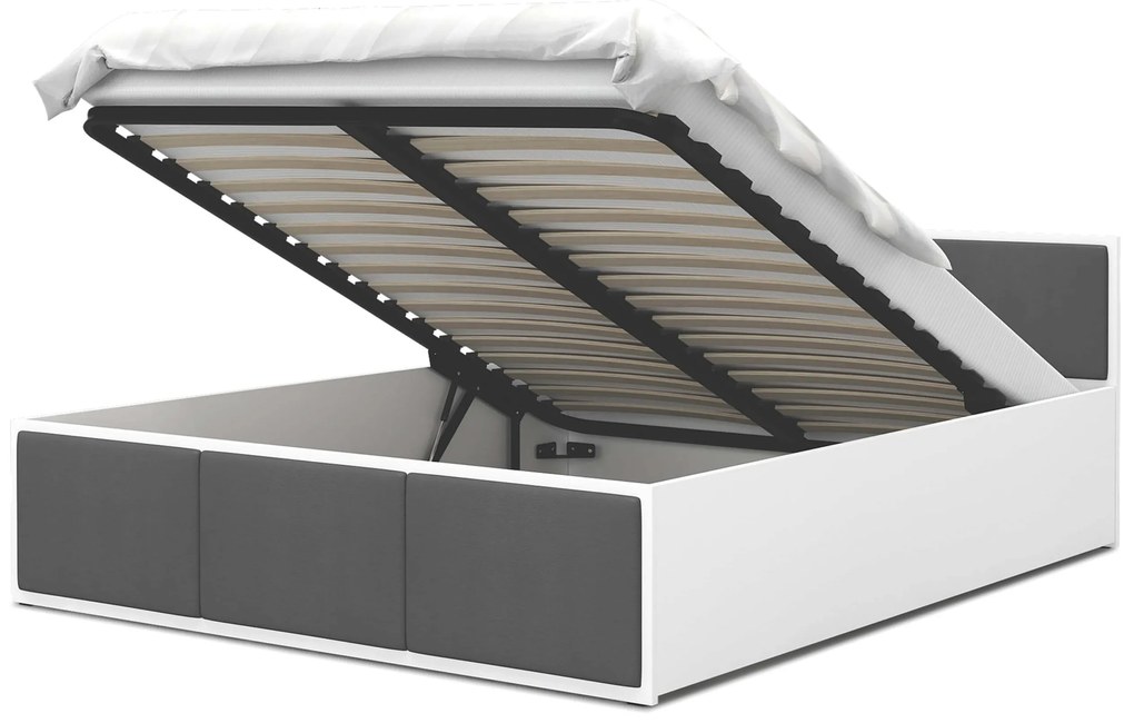 GL Čalúnená jednolôžková posteľ s úložným priestorom Dolly - biela/grafit 120