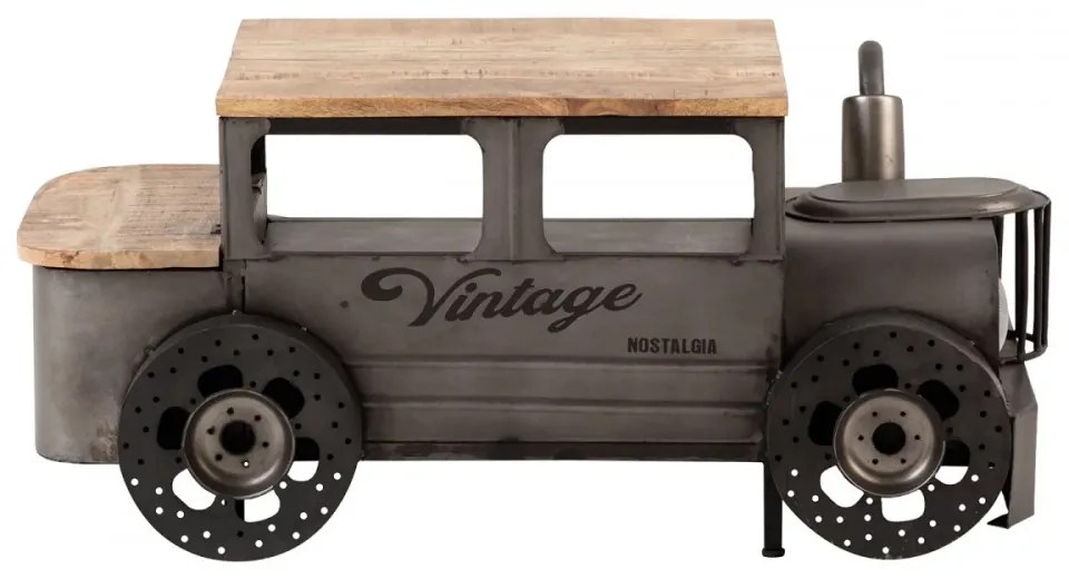 furniture-nabytek.cz - Masívny konferenčný stolík Car II z mangového dreva a kovu, lakovaný, šedý – 102×65×48 cm