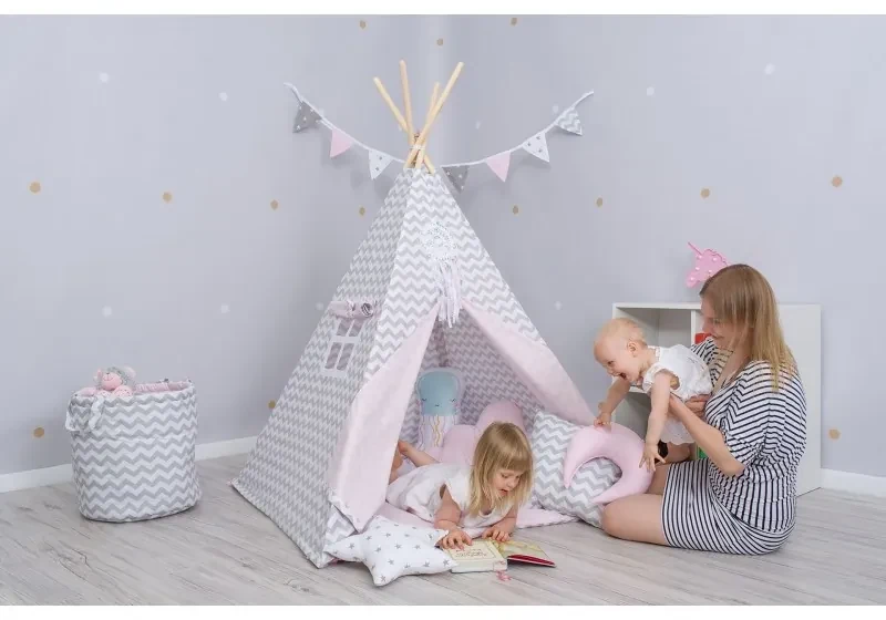 Sowadesing stan teepee cik/cak sivo-ružový+ stabilizátor