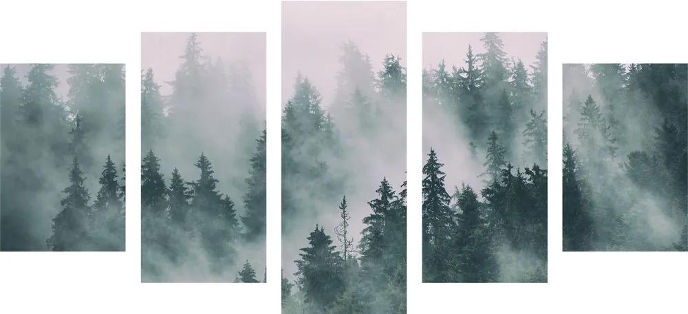 5-dielny obraz hory v hmle - 200x100