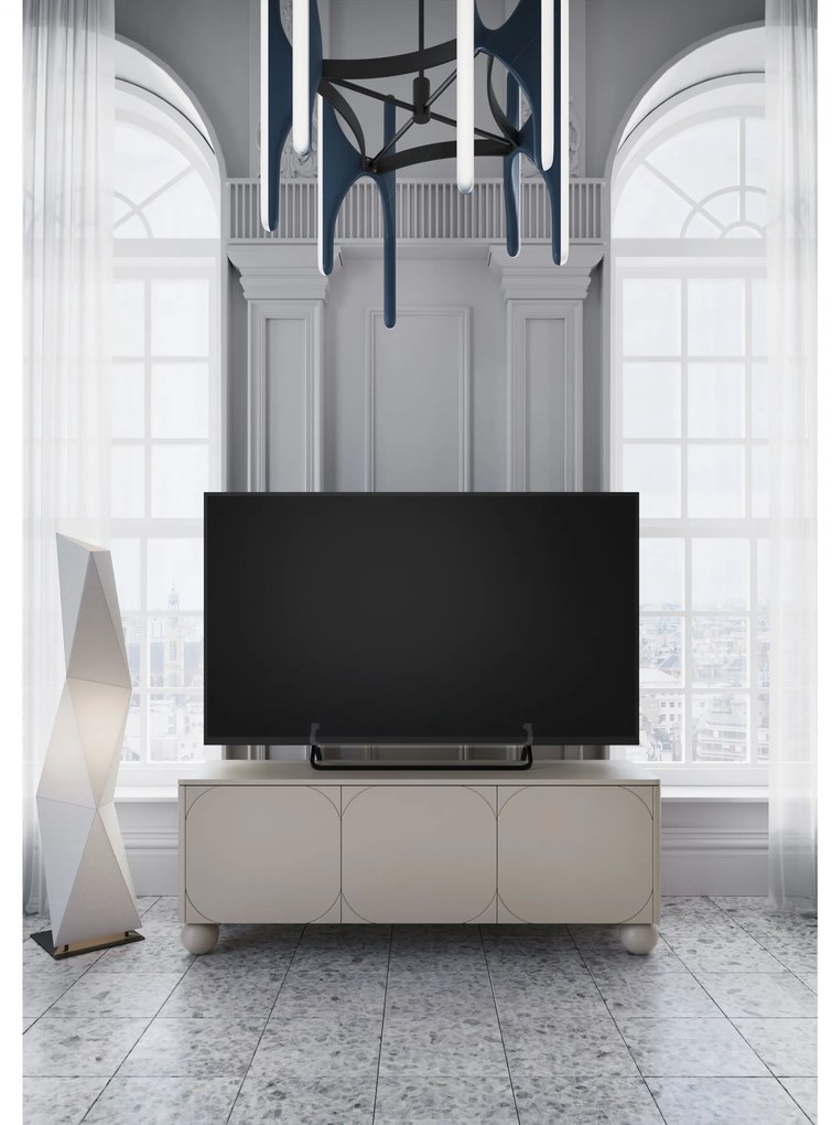 TV stolík Sonatia II 150 cm trojdverový na guľatých nohách - kašmírový