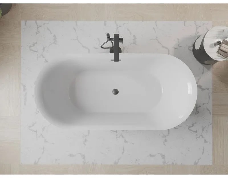 Mexen Roxy, voľne stojaca vaňa 170 x 80 cm, biela-čierna, brúsený grafit prepad, 51201708075-95