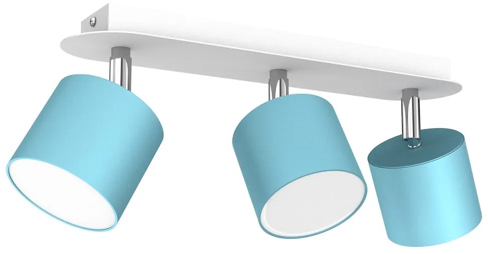 Bodové svietidlo Dixie, 3x modré kovové tienidlo, w/ch