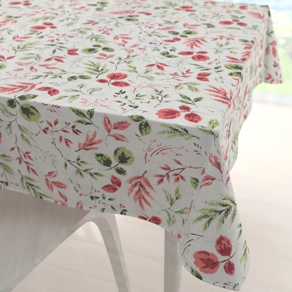 Biante Dekoračný štvorcový obrus Leona LN-138 Červené a zelené lístky 130x130 cm