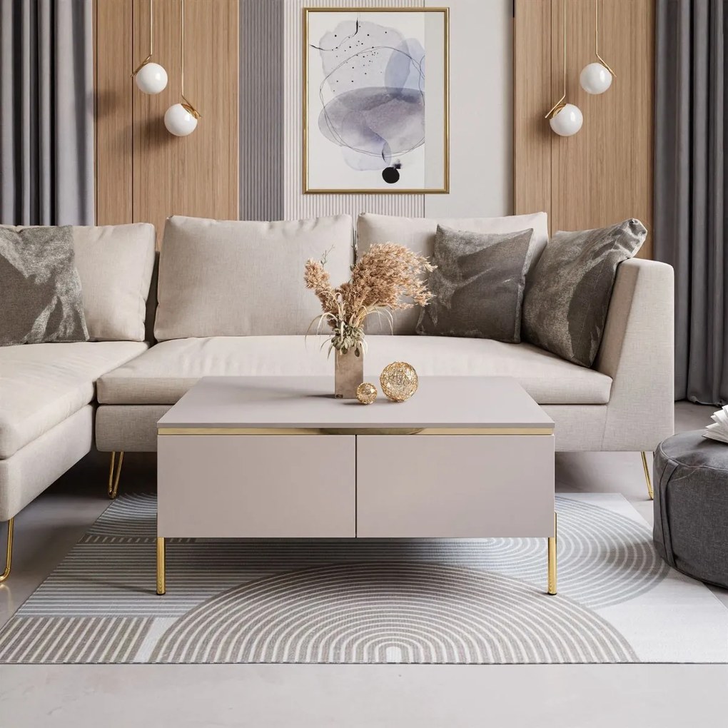 KONFERENČNÝ STOLÍK NESSIE KAŠMÍR + ZLATÝ 90 cm