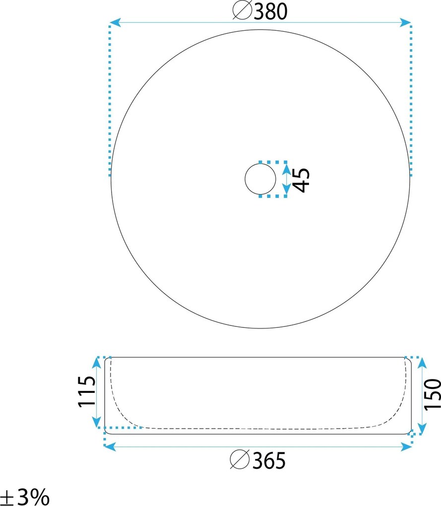 Rea Duo, umývadlo na dosku 380x380x145 mm, biela lesklá, REA-U3602