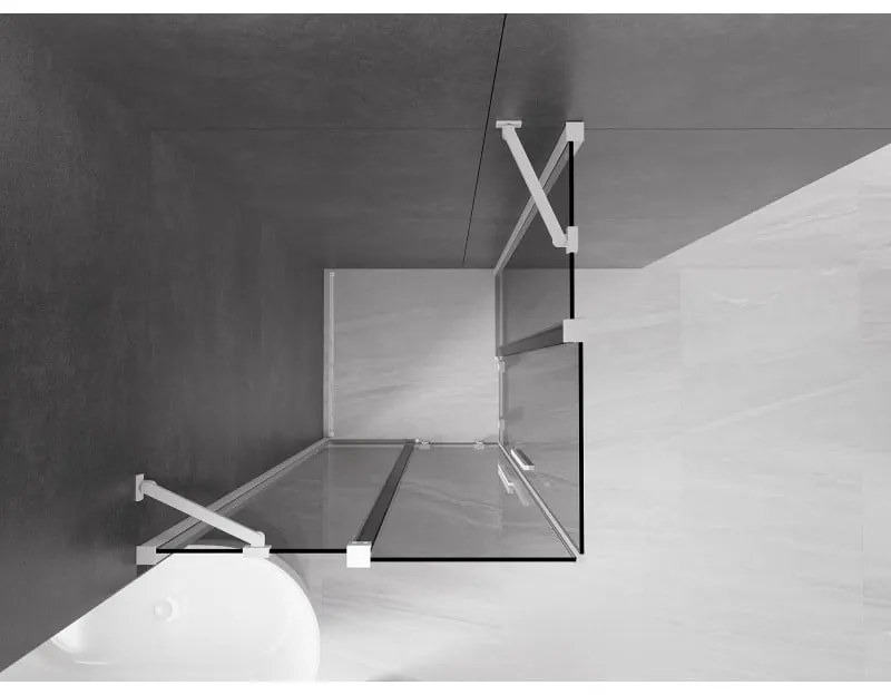 Mexen Velar Duo, sprchový kút s posuvnými dverami 80 x 80 cm, 8mm šedé sklo, biela matná, 871-080-080-42-20