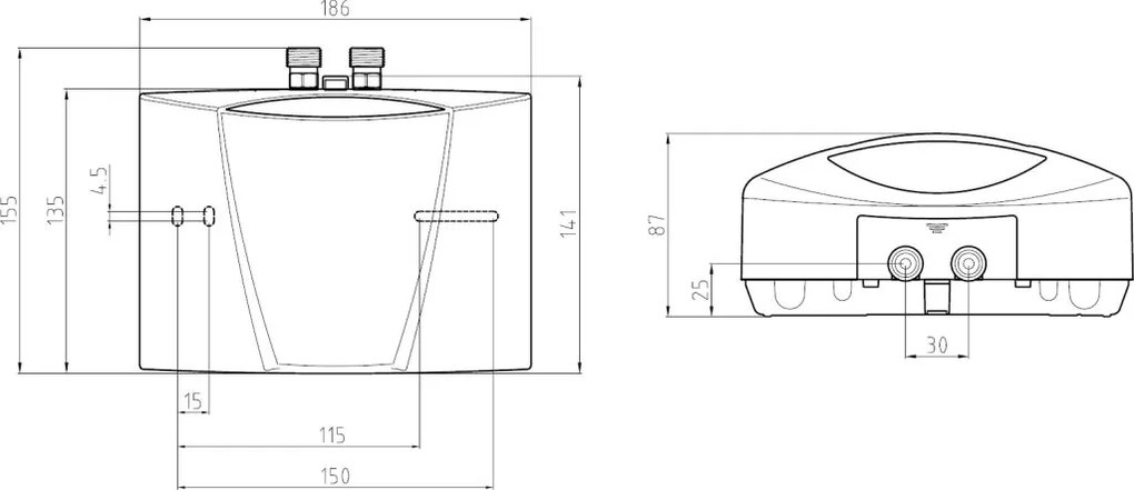 CLAGE MBH 4 Prietokový ohrievač vody 4,4kW/240V 1500-16004