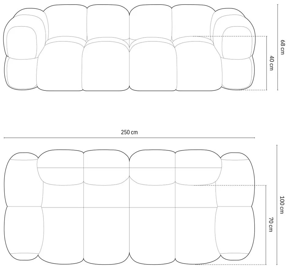 Sivá zamatová pohovka 250 cm Loretto – Cosmopolitan Design