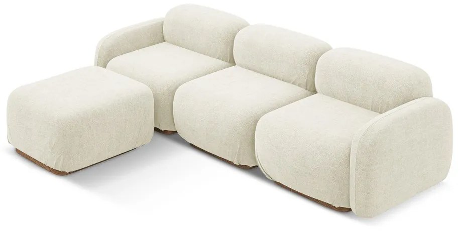 Krémovobiela modulárna rohová pohovka z textílie buklé Ailani – Makamii