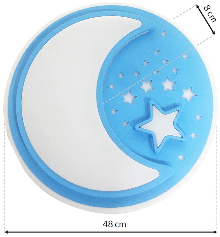 Detské stropné LED svietidlo Note, 1x LED 45w, 3000-6000k, bl, s ovládačom
