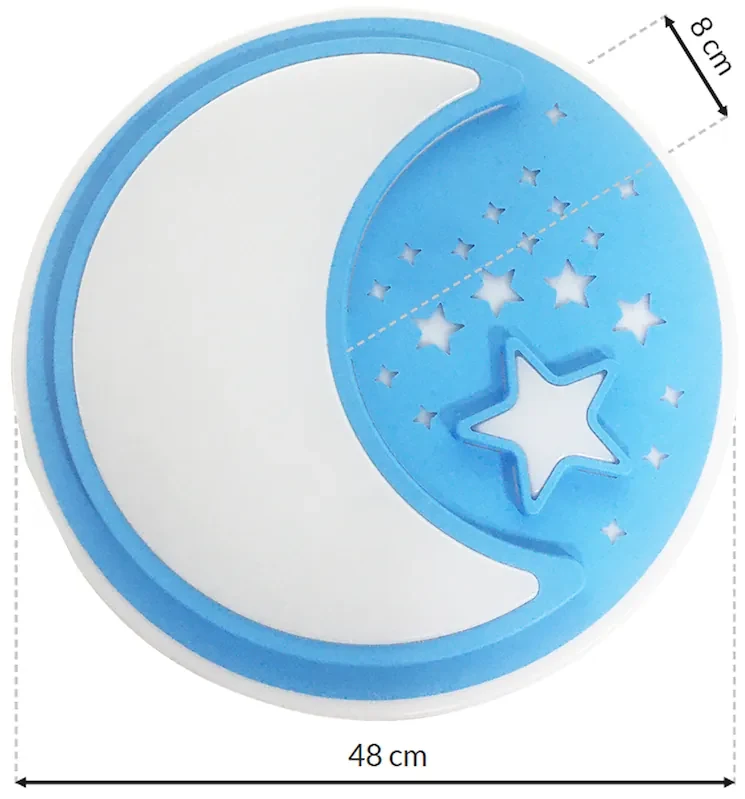 Detské stropné LED svietidlo Note, 1x LED 45w, 3000-6000k, bl, s ovládačom