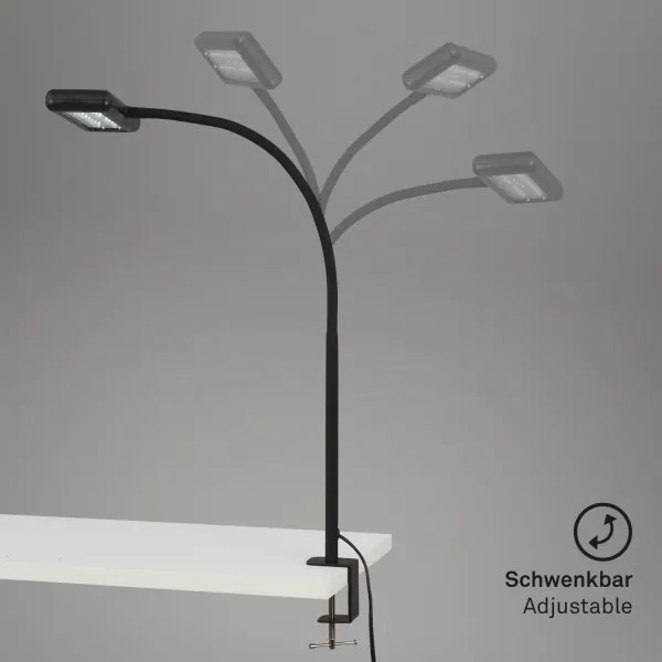 Brilo - LED Flexibilná stolná lampa s klipom TRASNA LED/7,5W/230V čierna