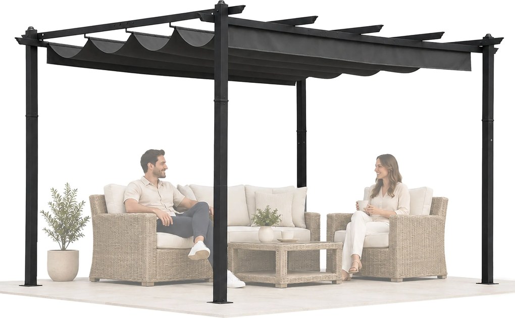 Zahradní pergola s posuvným střešním systémem Zenia 3x4 m šedá