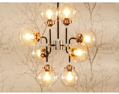 Čierno-strieborný luster RIANO 76 cm s priehľadným tienidlom