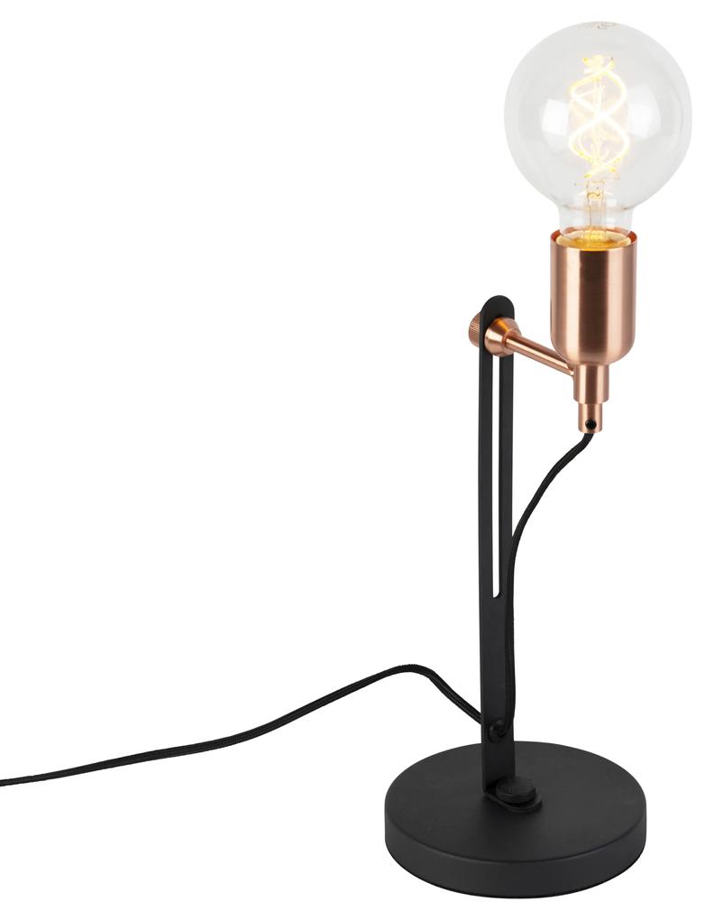 Moderná elegantná stolová lampa čierna s medenými akcentmi - Slide