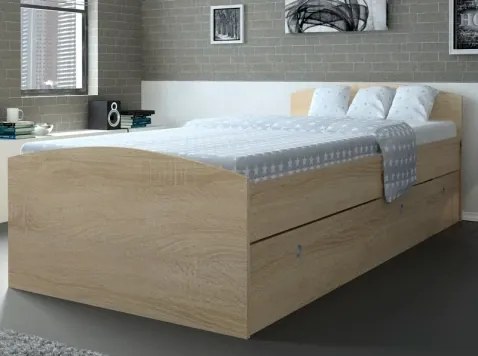 Posteľ s úložným priestorom Patrik 90x200 cm, dub sonoma%