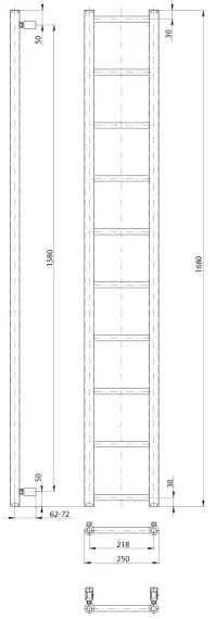 Sapho - Kúpeľňový radiátor DINA 282W 25x168 cm matná čierna