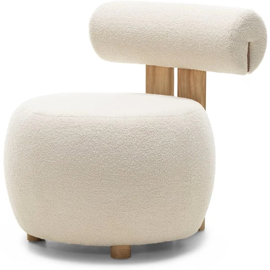 Krémové dizajnové kreslo HANNA, dub