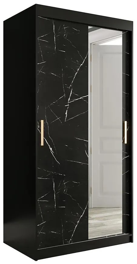 Skriňa Marmur T2 100 čierna/mramor čierna