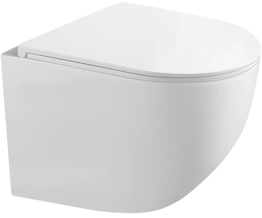 KIELLE Gaia kompaktné závesné WC Rimless s hlbokým splachovaním, 360 x 485 mm + Softclose WC sedadlo Slim, biela, 30115003