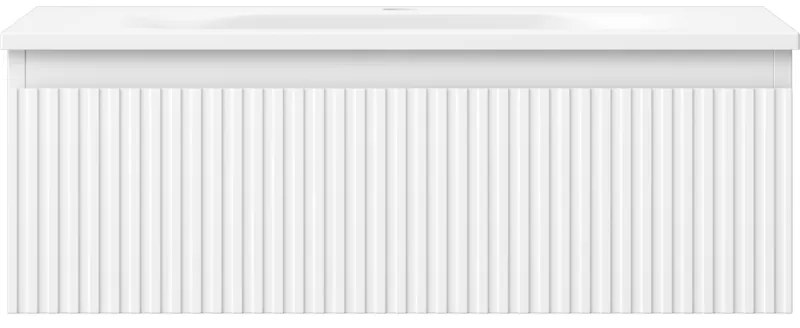 Mexen Rivel, kúpeľňová skrinka 70 cm s umývadlom Vela, 1 zásuvka, drážkovaná, biela matná, 91A20-07023-1-BF01-W23M01