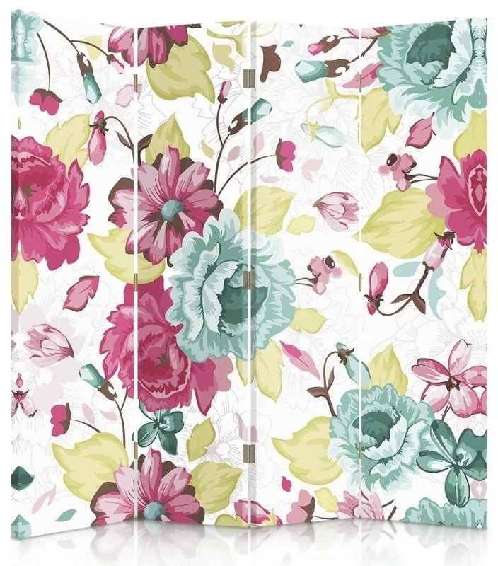 Gario Paraván Retro kvety Rozmery: 145 x 170 cm, Prevedenie: Klasický paraván