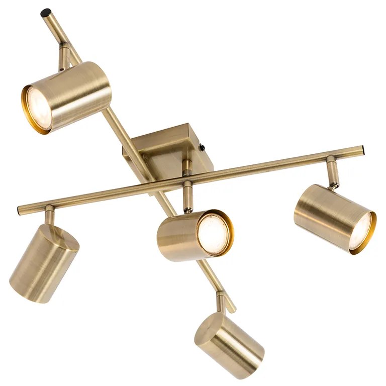 Moderné stropné svietidlo bronzové 5-žiarovkové nastaviteľné obdĺžnikové - Jeana