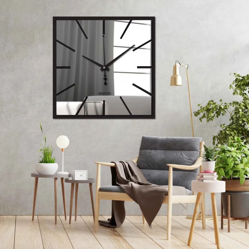 Hodiny na stenu zrkadlo - čierne, biele a zrkadlo | SENTOP X0100