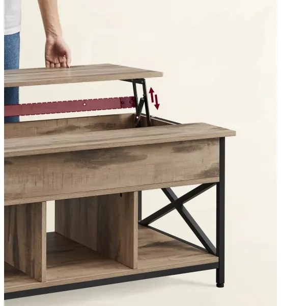 Konferenčný stolík NYRO s výsuvno-zdvíhacou doskou, hnedý/čierny