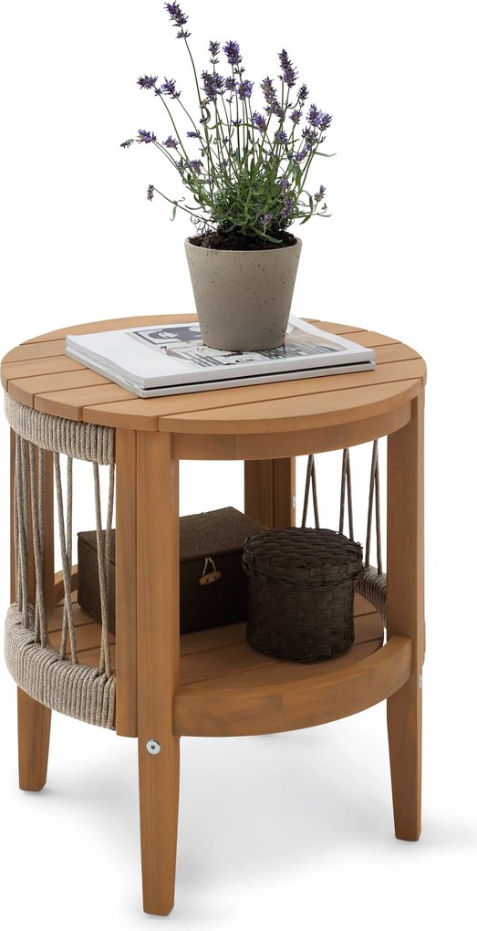 Záhradný odkladací stolík s odnímateľnou doskou, priemer cca 50 cm