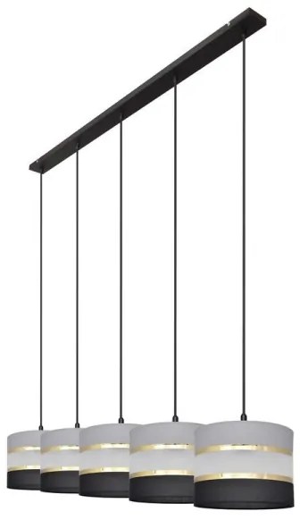 Luster na lanku HELEN 5xE27/15W/230V čierna/šedá/zlatá