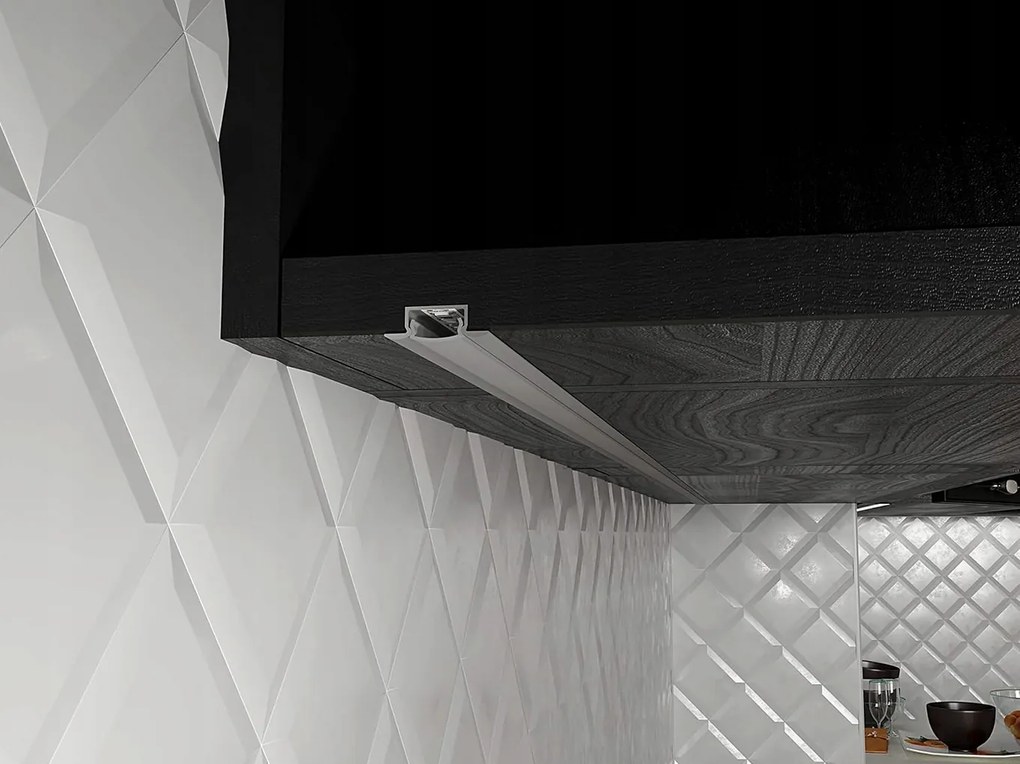 BERGE LED hliníkový profil zapustený 2m čierny - sada