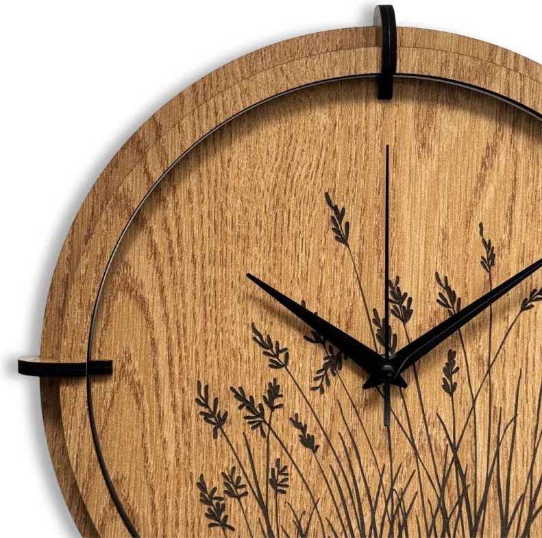 Drevené nástenné hodiny do obývačky prírodný dizajn | SENTOP HDF0587-OAK