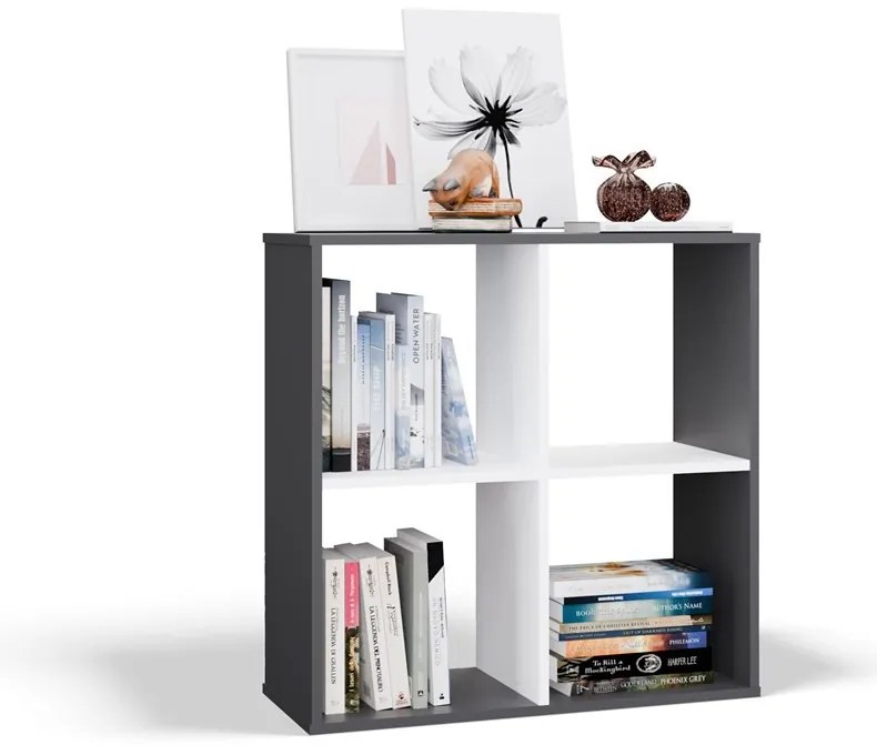 Regál Malax 2x2 74 cm antracit/bílý