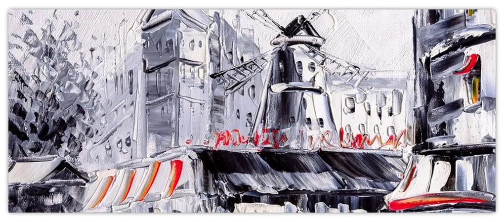 Obraz - Ulica v Paríži, olejomaľba (120x50 cm)