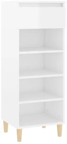 vidaXL Botník lesklý biely 40x36x105 cm spracované drevo-