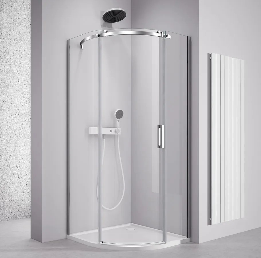 Polysan Polysan, THRON ROUND štvrťkruhová sprchová zástena 900x900mm, číre sklo, ľavá, TL2690-5005