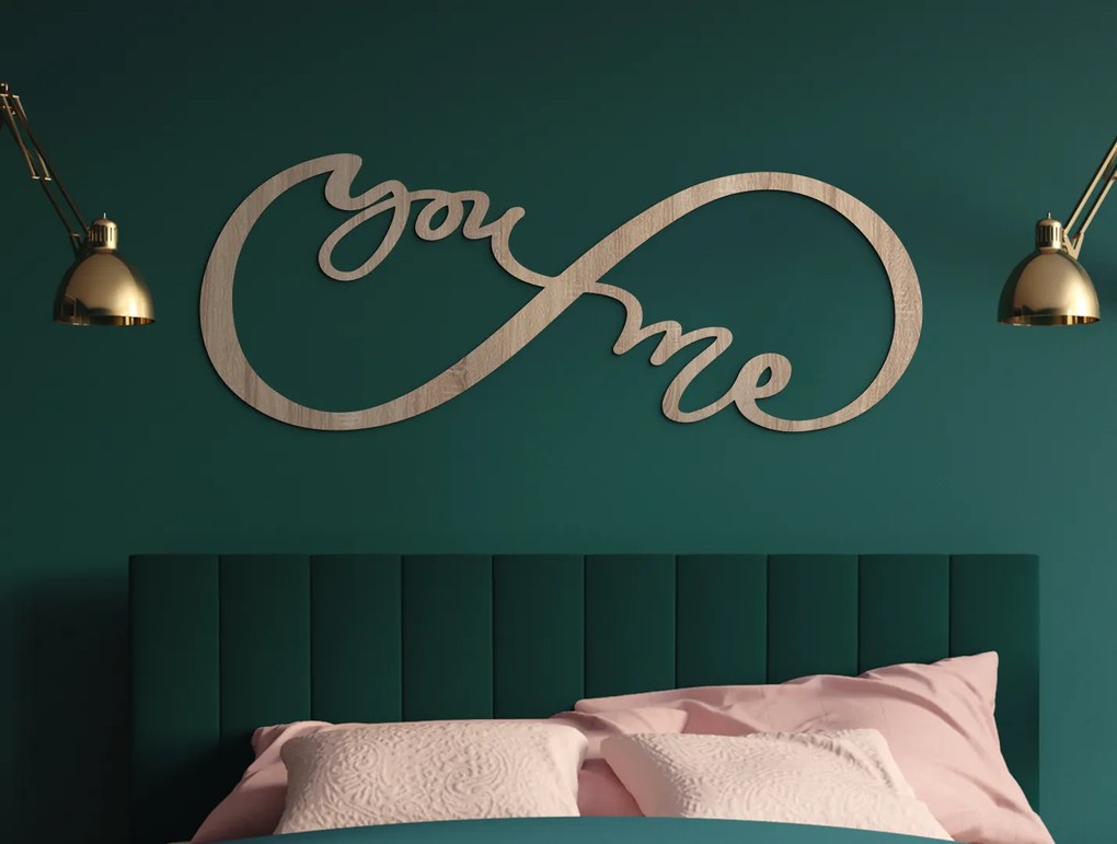 drevko Symbol Nekonečná láska s nápisom You & Me Rozmer obrazu: 17 x 44,5 cm, Farba dekorácie: Čierna