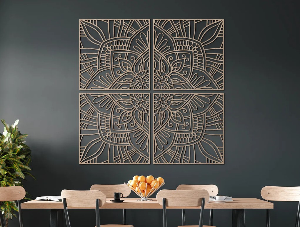 drevko Viacdielna mandala na stenu Rovnováha Rozmer obrazu: 133 x 133,5 cm, Farba dekorácie: Čierna