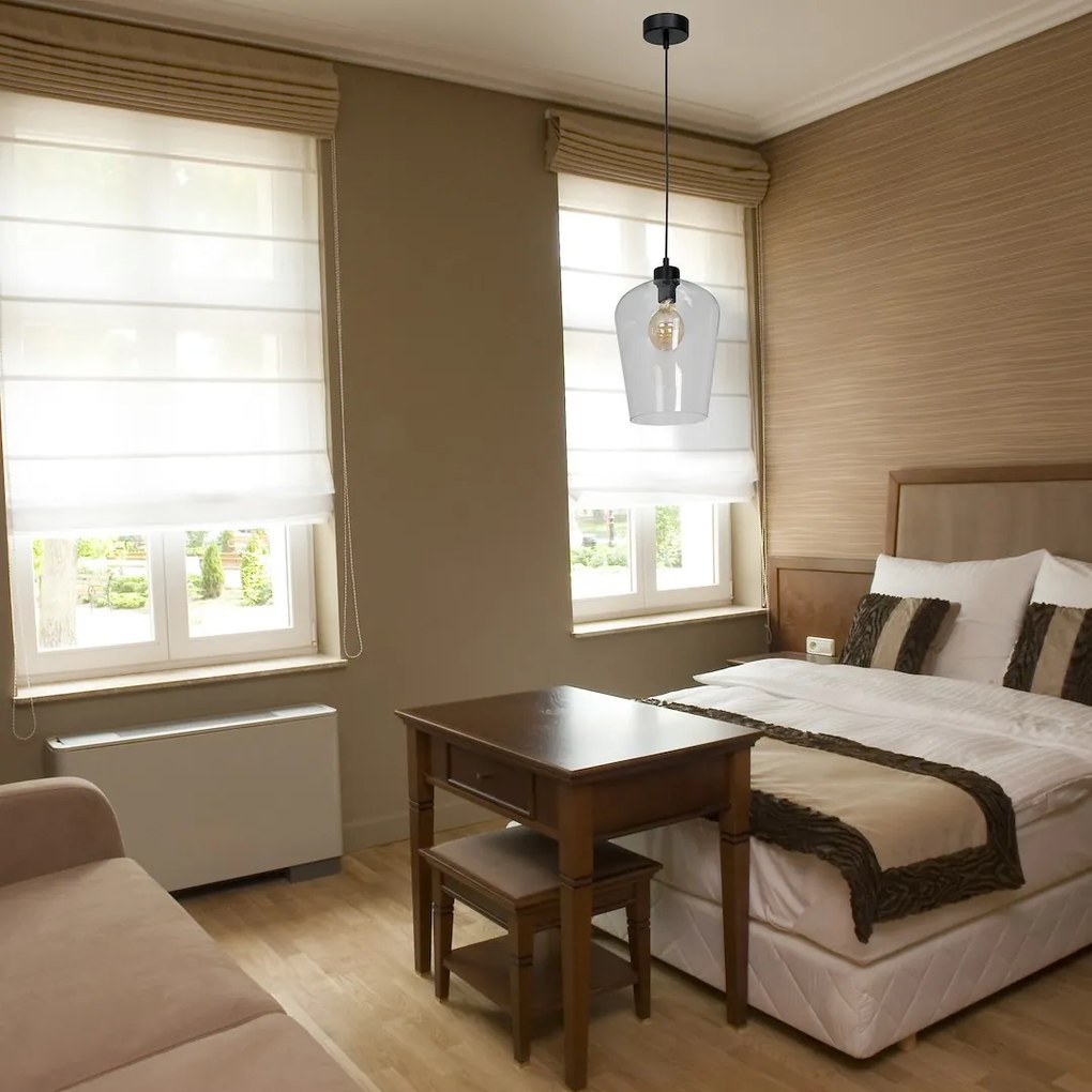 Závesné svietidlo Santiago, 1x transparentné sklenené tienidlo, b