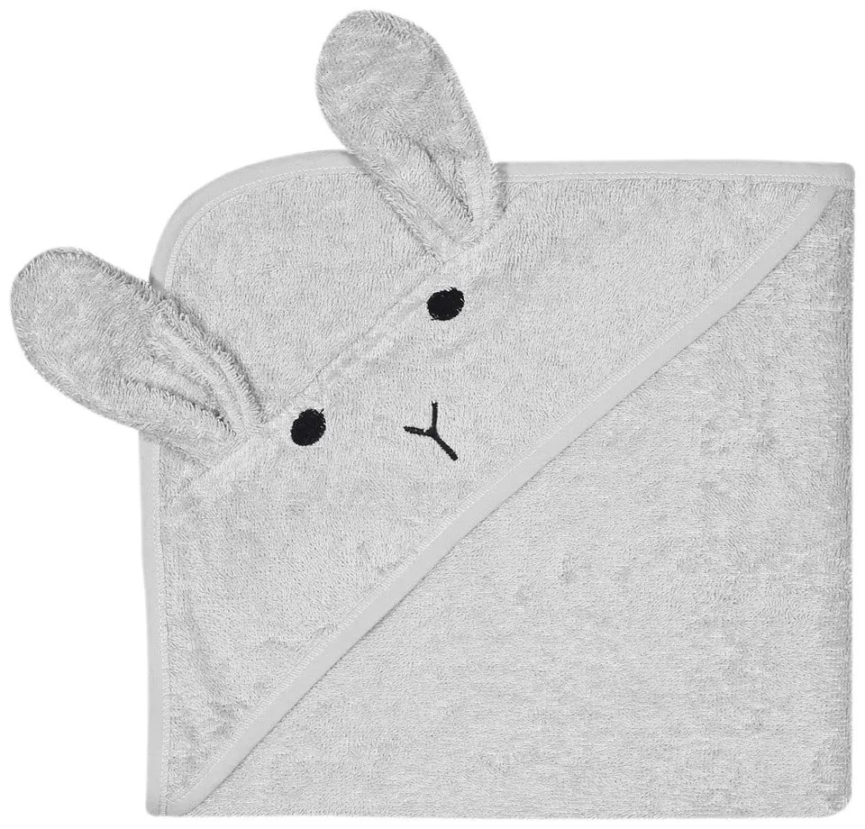 Sivá bavlnená detská osuška s kapucňou 76x76 cm Rabbit – Kindsgut