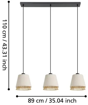 Eglo 43976 - Luster na lanku TABLEY 3xE27/40W/230V