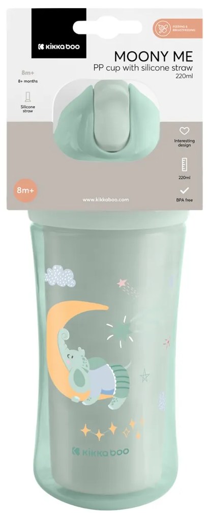 Hrnček so silikónovou slamkou 220ml 8m+ Moony me Mint