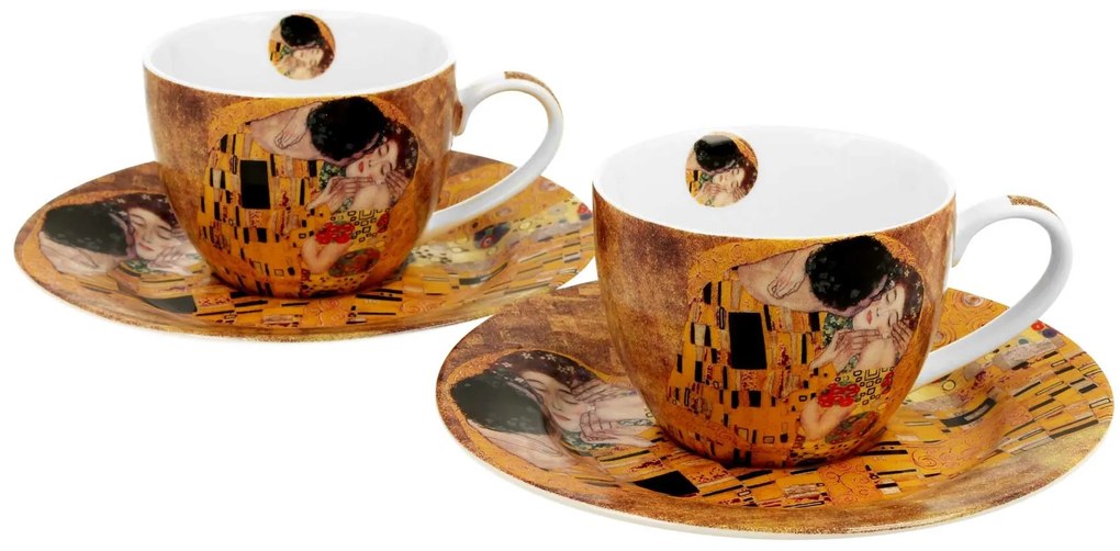 Porcelánová šálka s podšálkou Klimt The Kiss 90 ml sada 2ks