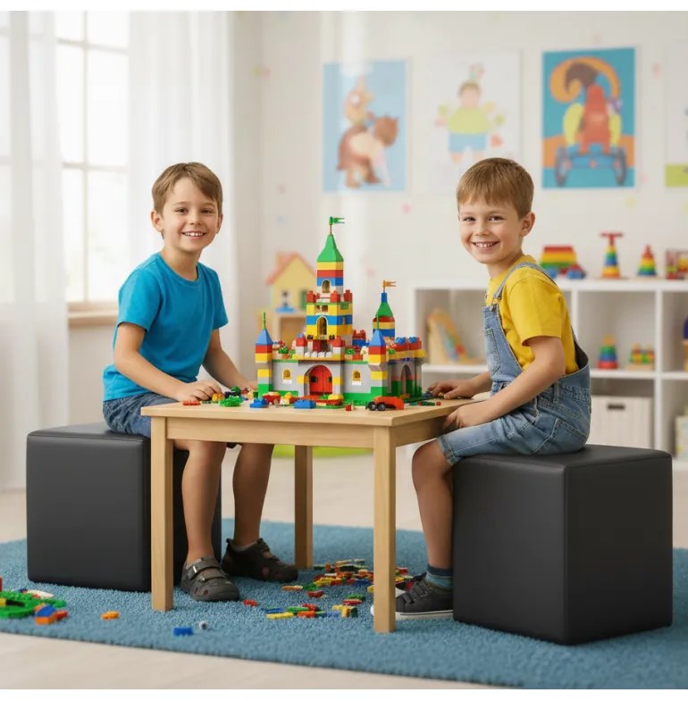 Sedací vak taburetka kocka čierna EMI